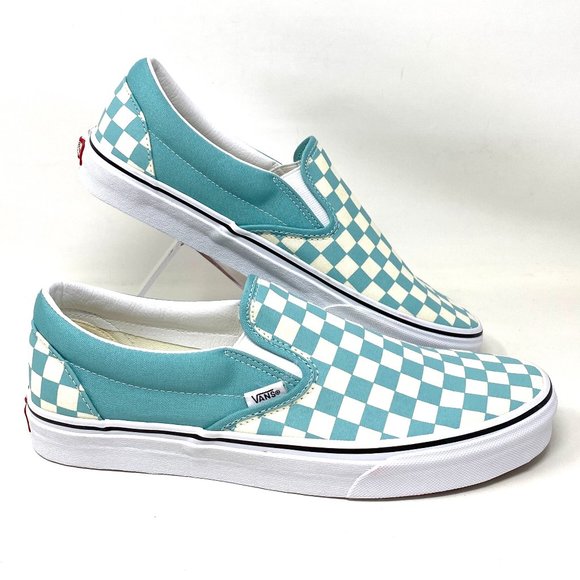 Vans Other - 💖MEGA SALE💖Vans Classic Slip On Checker Aqua   Blue White Shoe Men  VN0A38F7VL